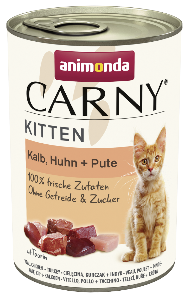 animonda Katzen-Nassfutter Carny Kitten Kalb, Huhn + Pute